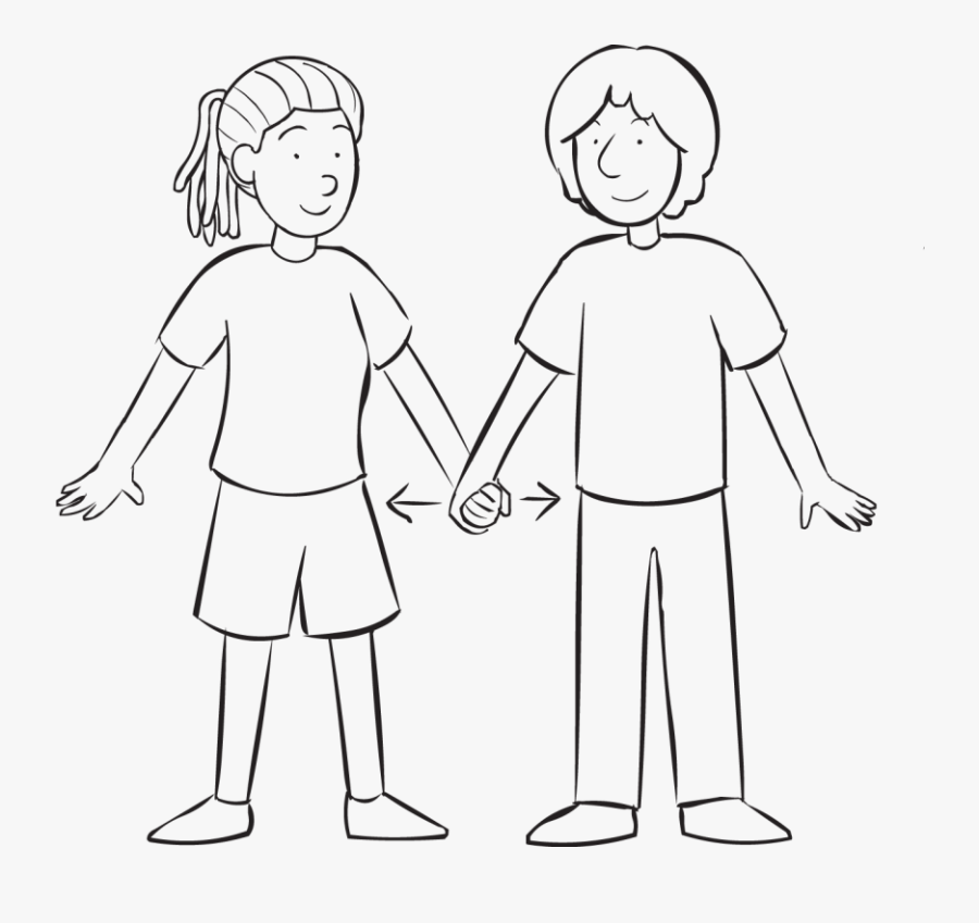 Two People Holding Hands - Line Art, Transparent Clipart