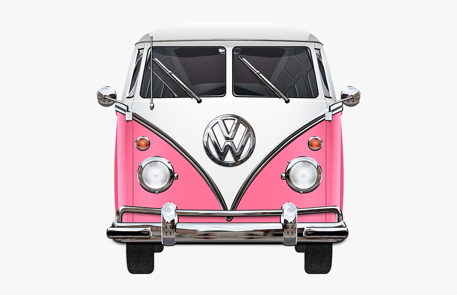 Orange Volkswagen Samba Bus Front View, Transparent Clipart