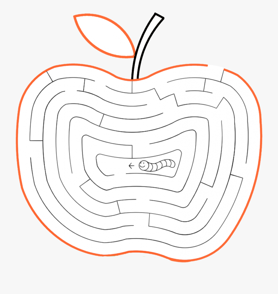 Apple Maze Game For Kids Workbook - Illustration, Transparent Clipart