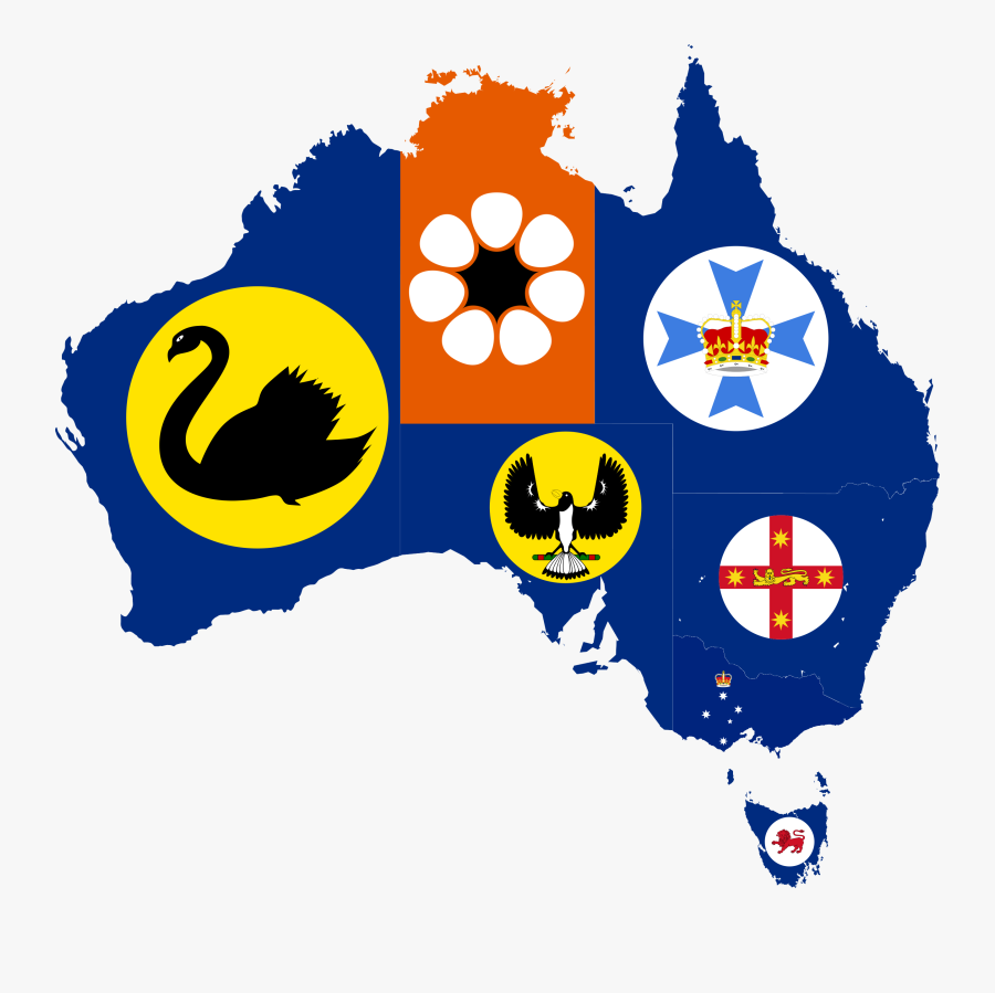 File - Flag - Australia State Flag Map, Transparent Clipart