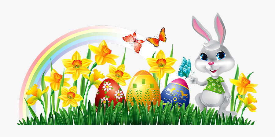 Easter Transparent Clipart - Easter Bunny And Eggs Clipart, Transparent Clipart