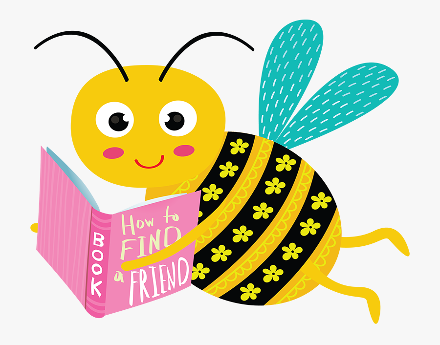 Smiling Cartoon Bee With Book, Transparent Clipart