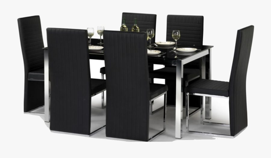 Tempo Dining Table And Chairs - Black And Silver Glass Dining Table, Transparent Clipart