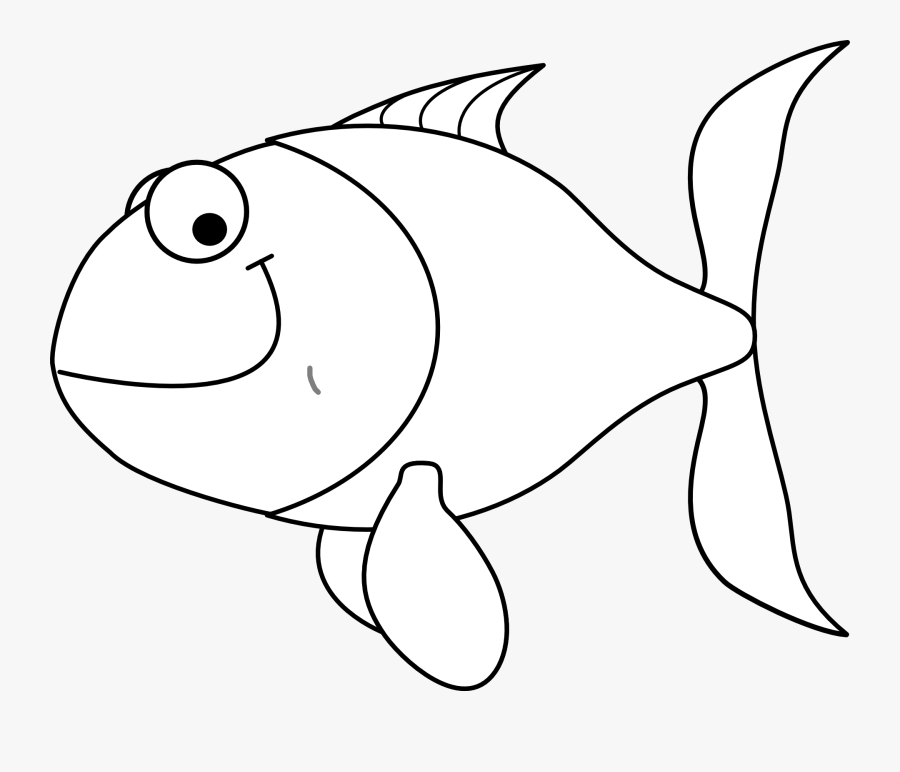 Transparent Fish Clipart Outline - White Fish Clip Art, Transparent Clipart