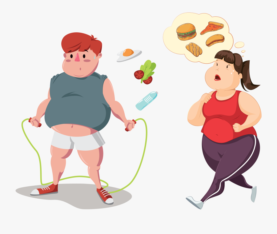 Obesity Is Not A - Fat Man Jumping Rope, Transparent Clipart