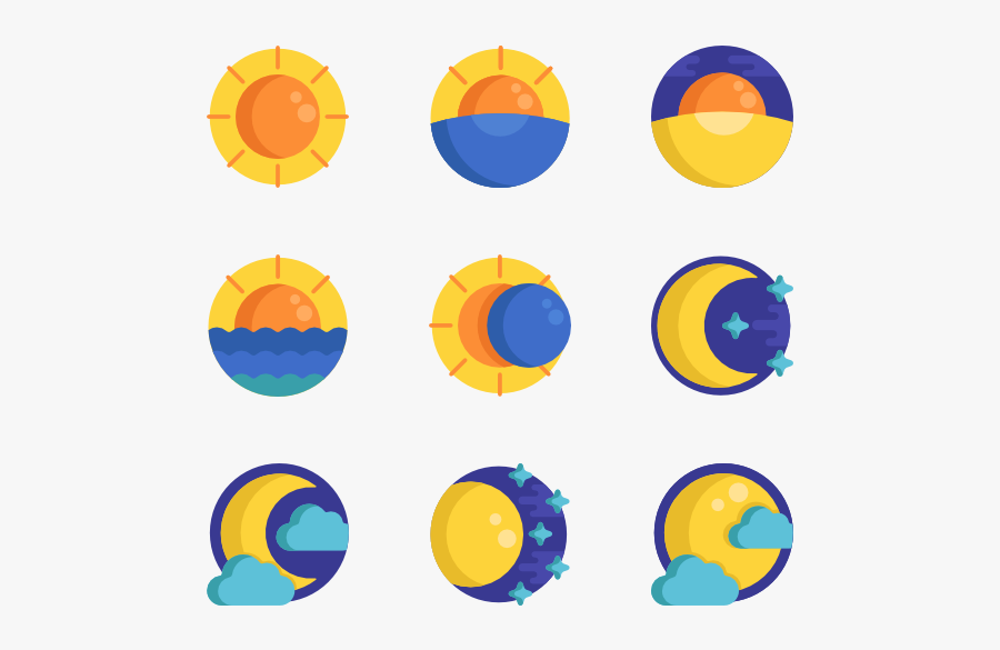 Icons Free Vector Weather - Sun And Moon Icon, Transparent Clipart