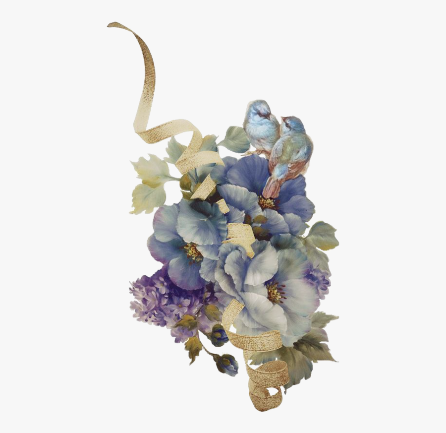 Transparent Hydrangea Png - Png Vintage Flowers Blue, Transparent Clipart