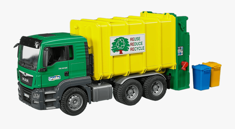 Man Garbage Truck And Containers - Bruder 03764, Transparent Clipart