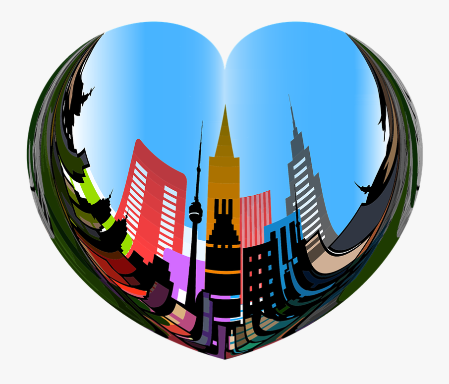 Heart, Shape, City, Love, Heart Shape, Blue, Pink - Logo Heart Of The City, Transparent Clipart
