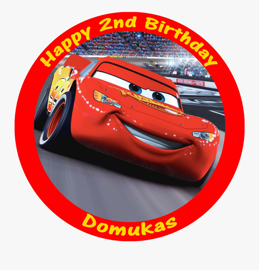 Cars Lightning Mcqueen Edible Personalised Round Birthday - Cars Edible, Transparent Clipart
