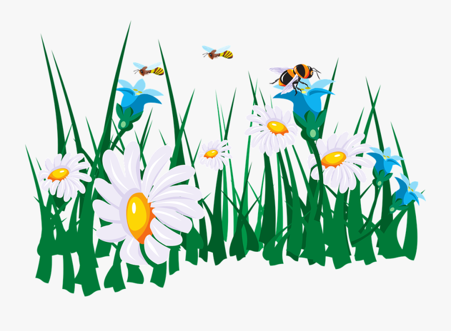 Flower Garden Cartoon Png - Bees And Flowers Clipart, Transparent Clipart