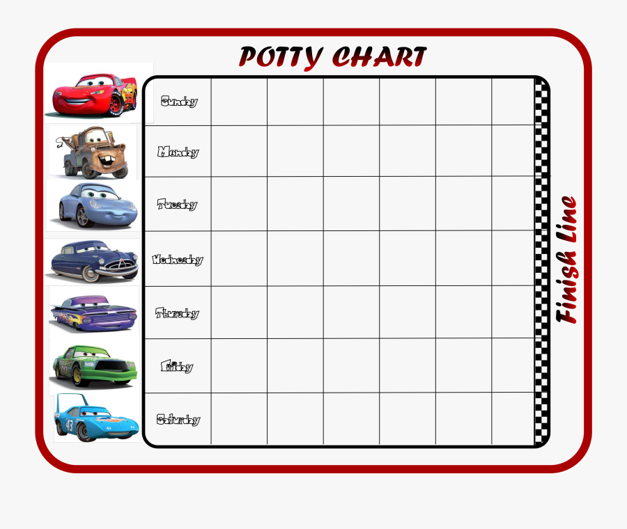 Lightning Mcqueen Potty Chart - Potty Training Chart For Boy, Transparent Clipart