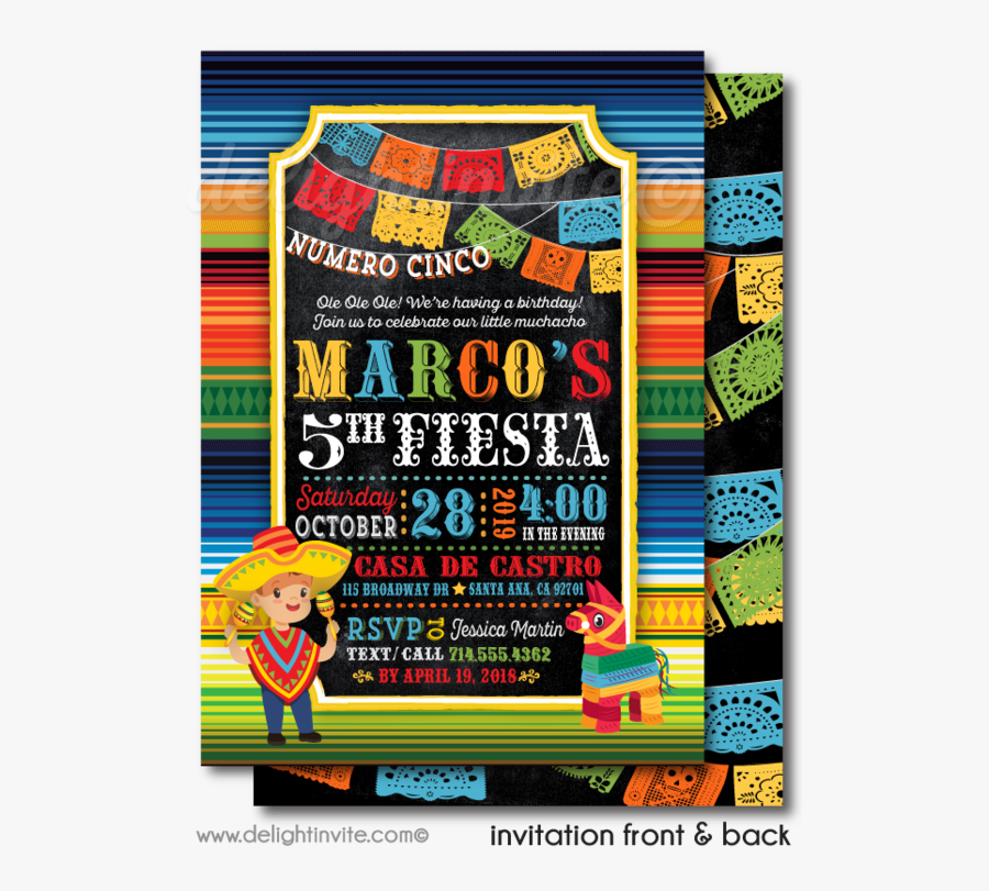 Fiesta Boy Birthday Invitation, Transparent Clipart