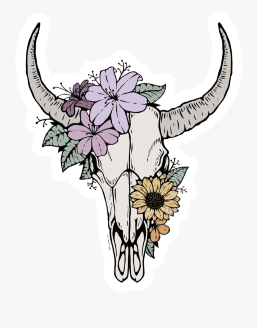 Floral Bull Skull Tattoo , Free Transparent Clipart ClipartKey