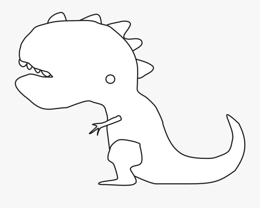 Dino Dinosaur Dinosaurio Dragon Black White Line Art - Illustration, Transparent Clipart