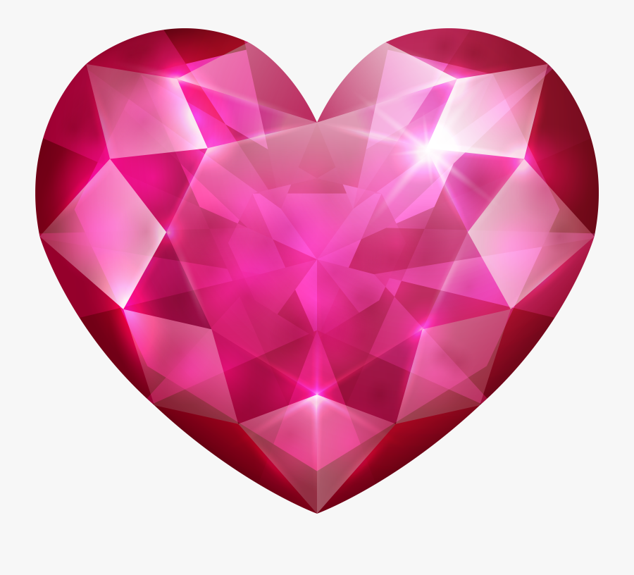 Pink Crystal Heart Png Clip Art Image, Transparent Clipart