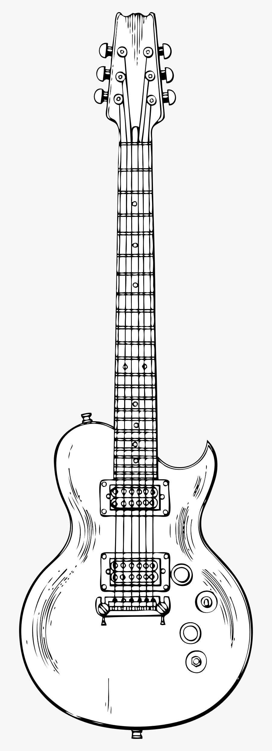 Electric Guitar Black White Line Art 555px - Electric Guitar Clip Art, Transparent Clipart