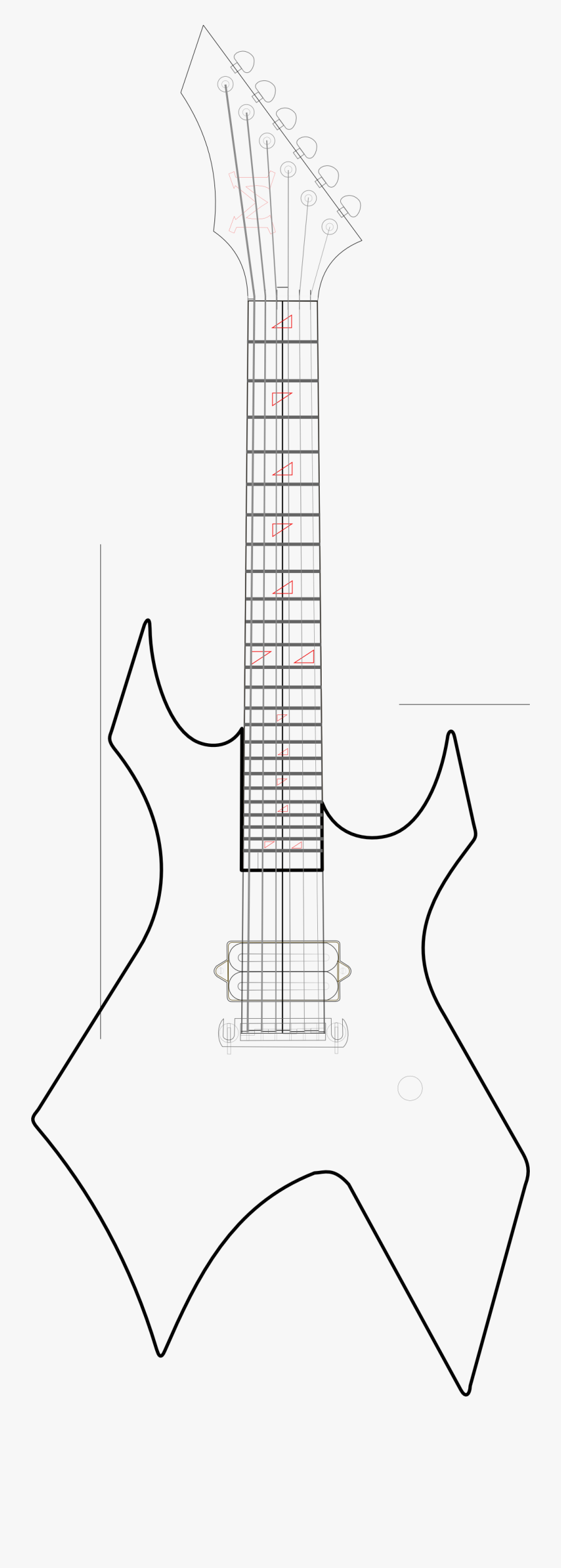 Clip Art Electric Guitar Blueprints - Metal Electric Guitar Templates, Transparent Clipart