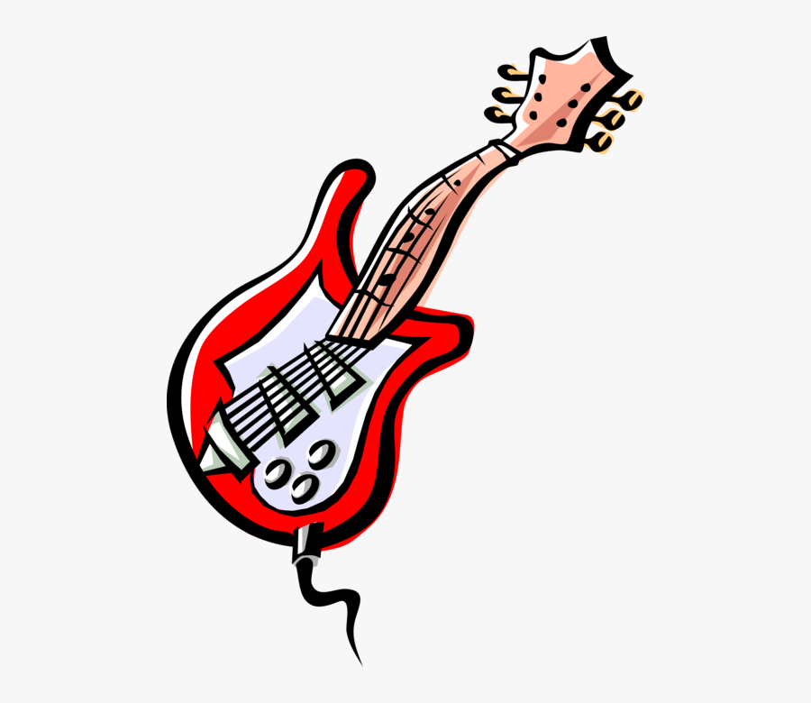 Vector Illustration Of Electric Guitar Stringed Musical - Rock And Roll Clipart, Transparent Clipart