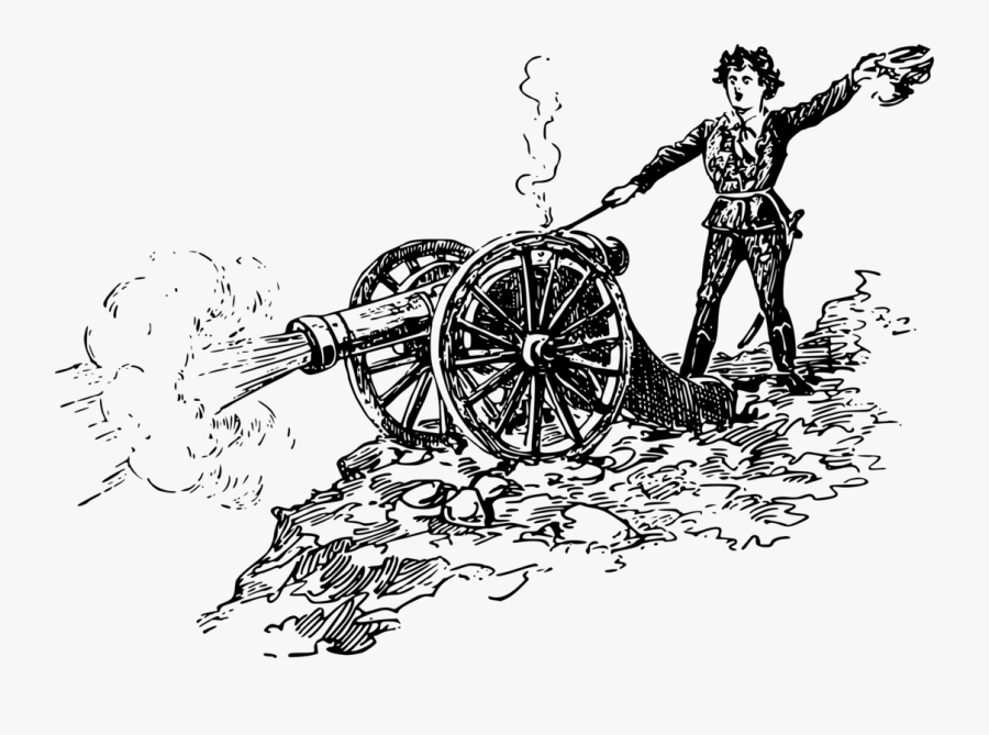 Visual Arts,art,human Behavior - Black And White Cannon Firing, Transparent Clipart