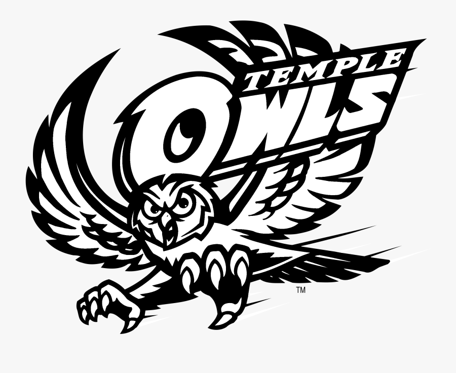 Temple Owls Logo Black And White - Temple University Japan Mascot, Transparent Clipart