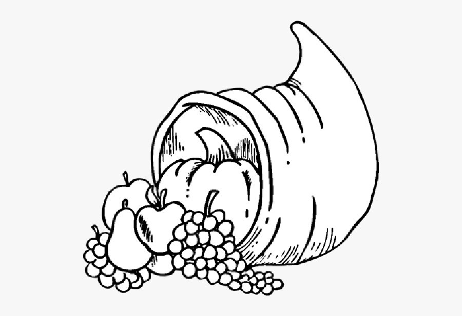 Thanksgiving Cornucopia Coloring Page - Thanksgiving Cornucopia Coloring Pages, Transparent Clipart