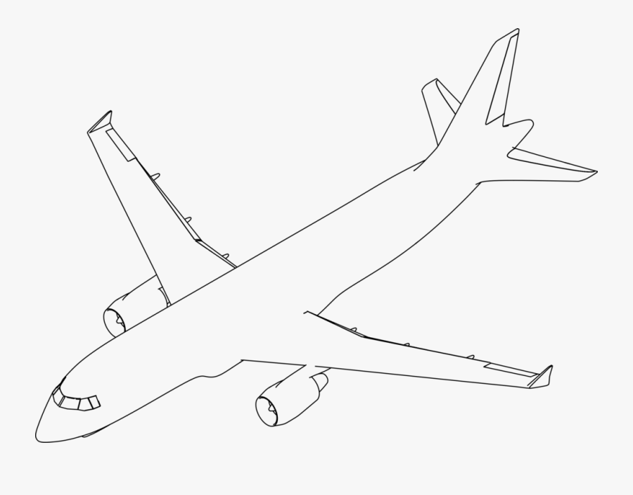 Line Art,angle,area - Black And White Airplane Illustration, Transparent Clipart