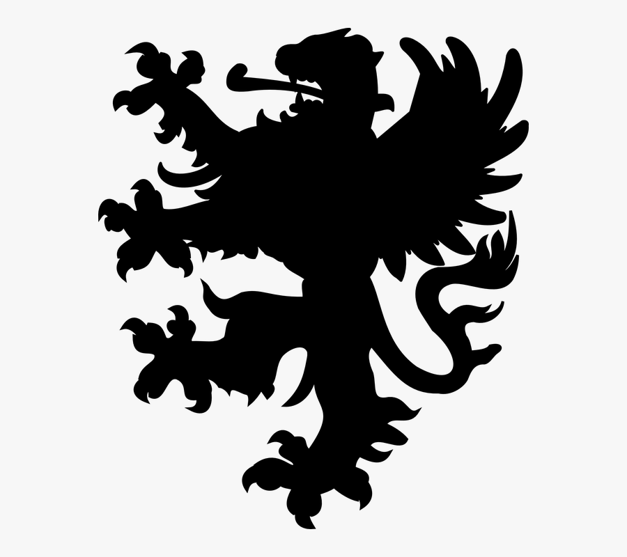 Lion, Winged, Heraldic Animal, Silhouette, Claws - Giessen Coat Of Arms, Transparent Clipart