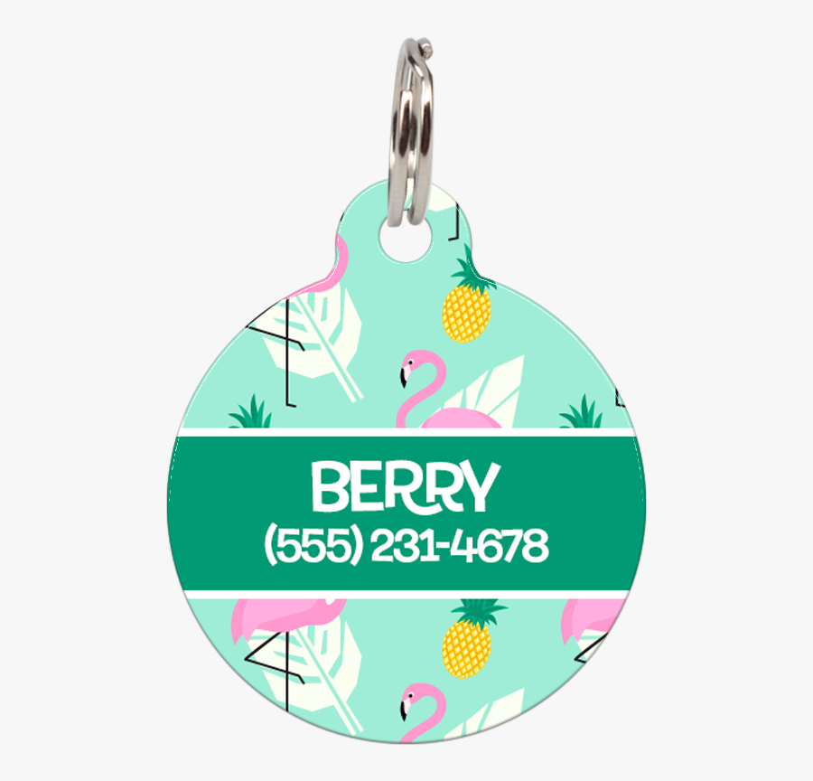 Green Flamingos Personalized Dog Id Tag For Pets"
 - Dog, Transparent Clipart