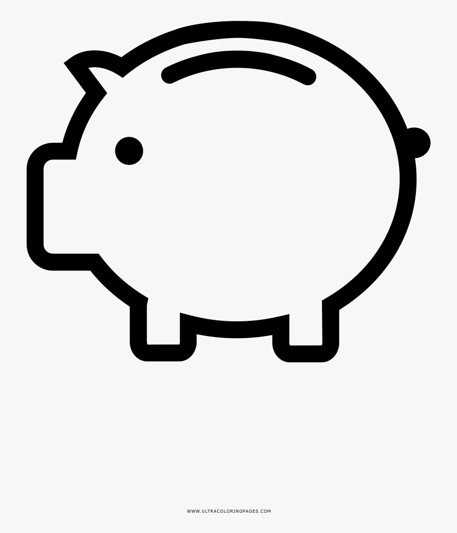 Piggy Bank Coloring Page - Stencil Piggy Bank Coloring Page, Transparent Clipart