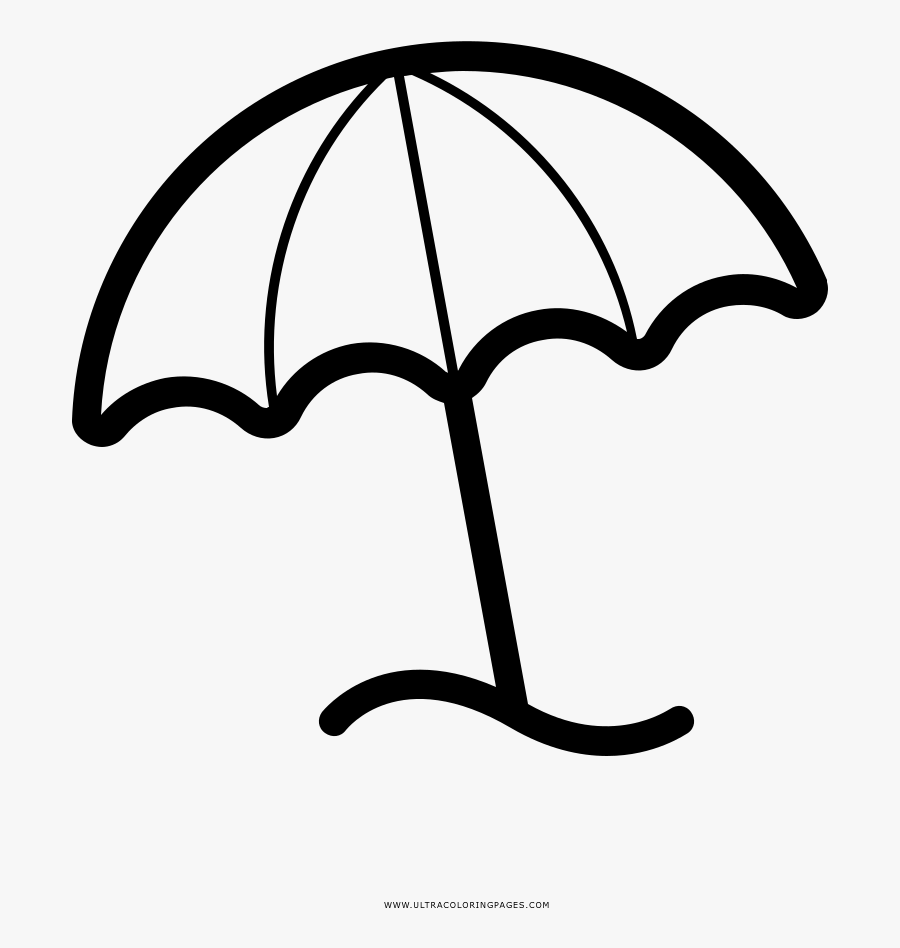 Beach Umbrella Coloring Page - Drawing , Free Transparent Clipart