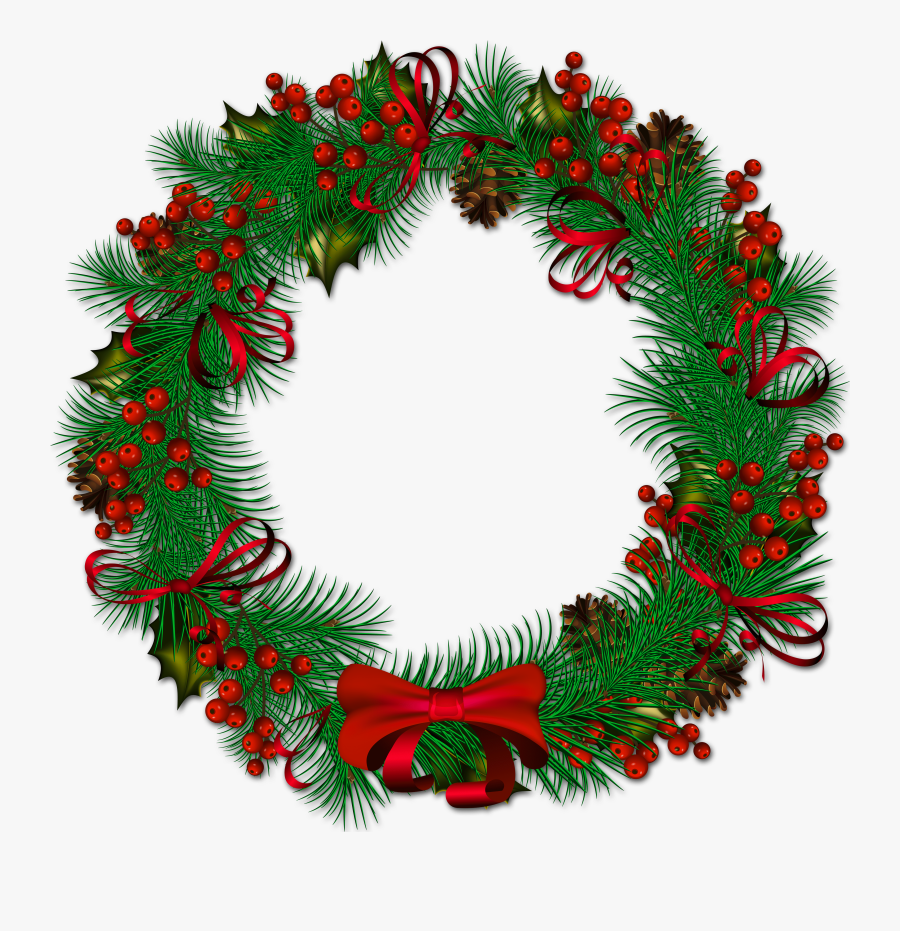 Fullsize Of Christmas Wreath Png Large Of Christmas - Christmas Wreath No Background, Transparent Clipart