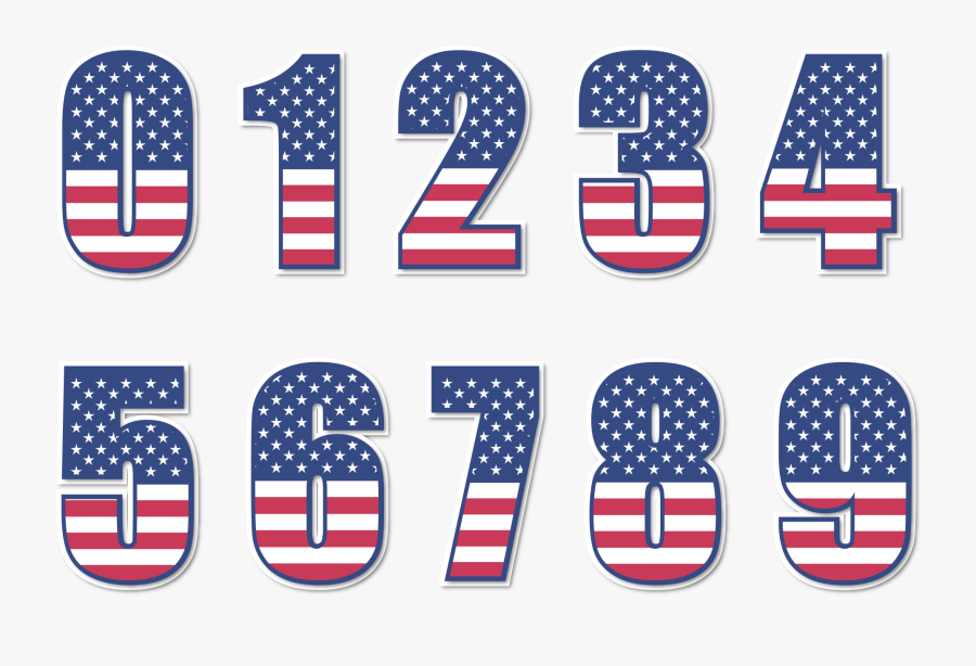 American Flag Number Stickers, Transparent Clipart