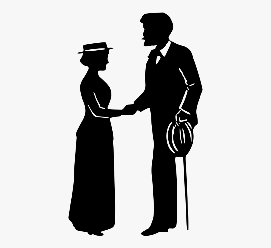 Standing,human Behavior,silhouette - Man And Woman Shaking Hands Silhouette, Transparent Clipart