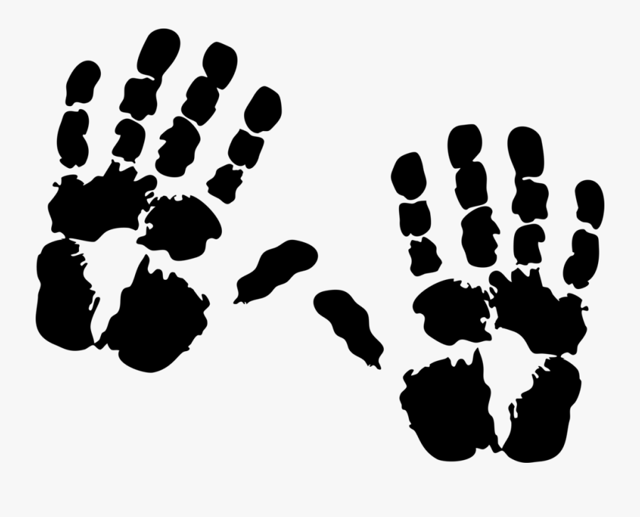 Handprint, Crime, Criminal, Fingers, Hands, Prints - Hand Print Black And White, Transparent Clipart