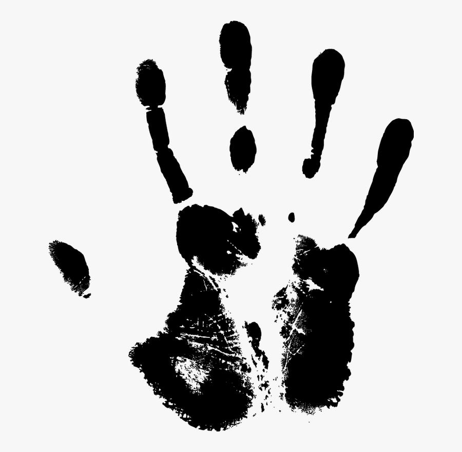 Black And White Hand Print, Transparent Clipart