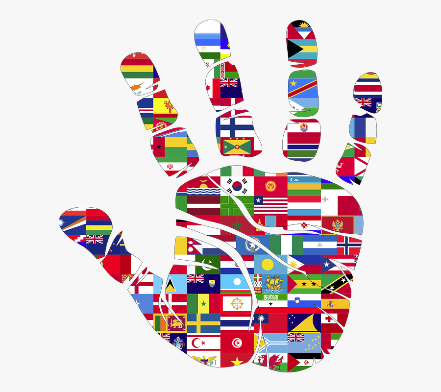 Flags, Hand, World, Handprint, Nations, Love - Paises Naciones Unidas Bandera Mano, Transparent Clipart