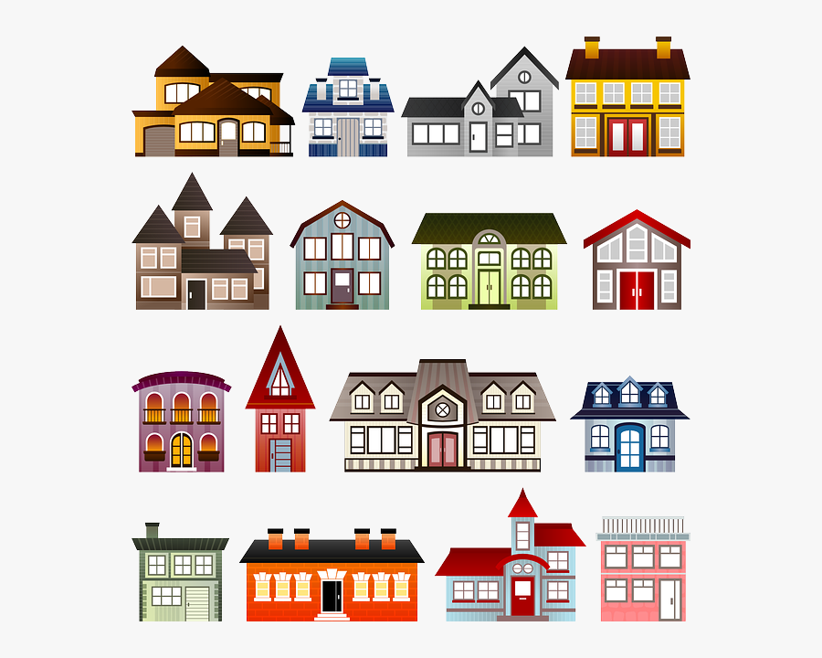 Cartoon Drawing Of Variety Of Different Houses - Houses Clip Art, Transparent Clipart
