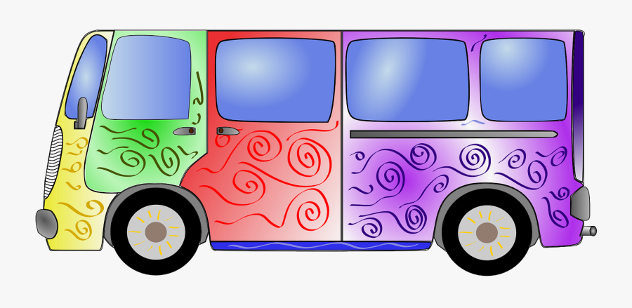 Bus Colorful Hippie Minivan Transparent Image - Hippie Van Clipart Png, Transparent Clipart