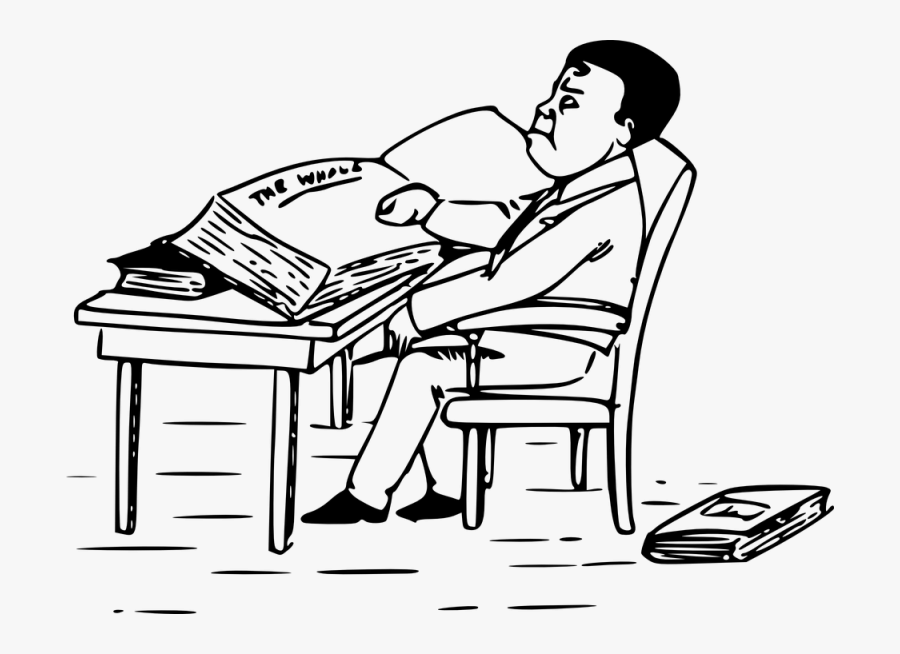 Person Sitting At Desk Drawing - Man Reading Books Clipart, Transparent Clipart