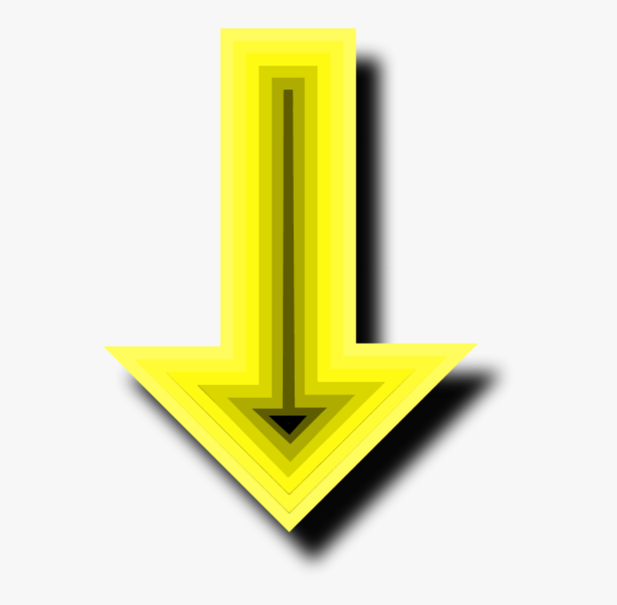 Transparent Down Arrow Clipart - Yellow Arrow Pointing Down, Transparent Clipart