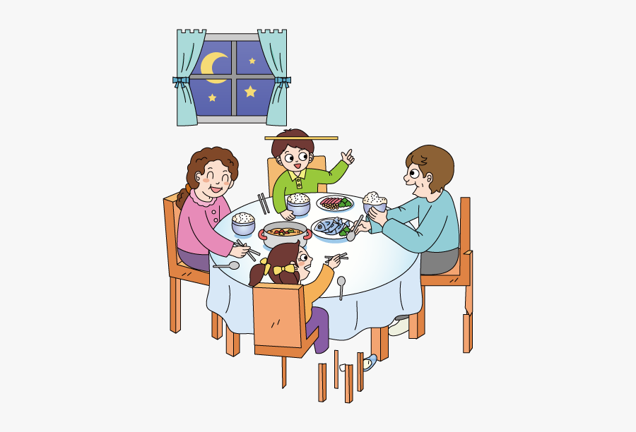 Cartoon Illustration Family Transprent - Eating With Family Clipart, Transparent Clipart