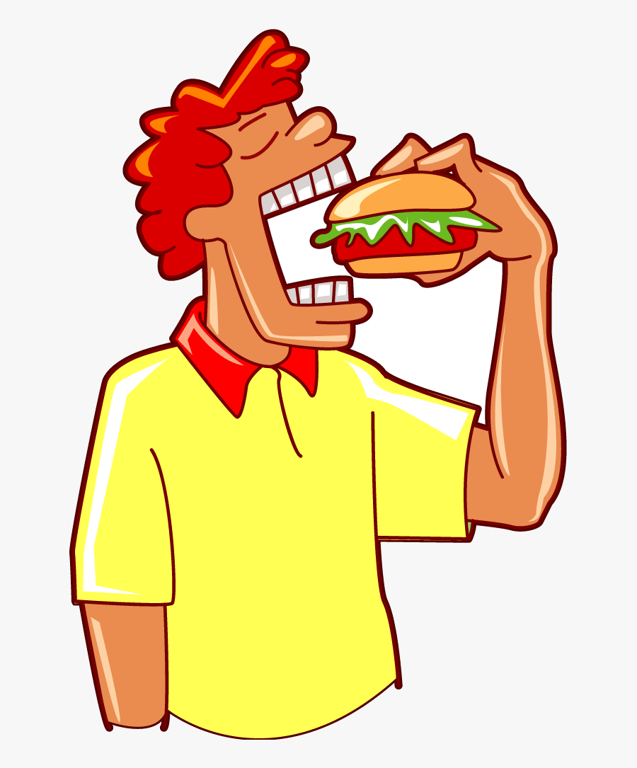 Eating Free Healthy Clipart Clip Art Transparent Png - Cartoon Guy Eating Burger, Transparent Clipart