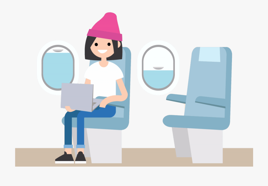 Flying With High Blood Pressure - Cartoon Girl Sitting In Train, Transparent Clipart