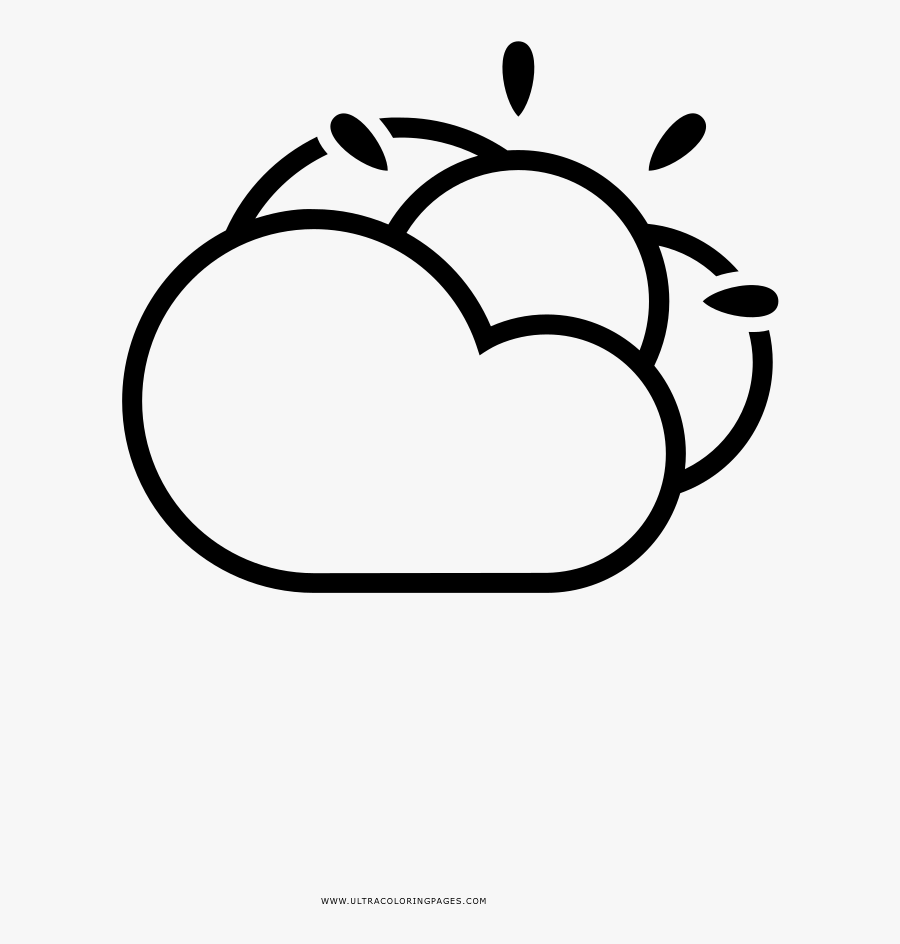 Partly Cloudy Coloring Page - Lluvia Y Sol Dibujo, Transparent Clipart
