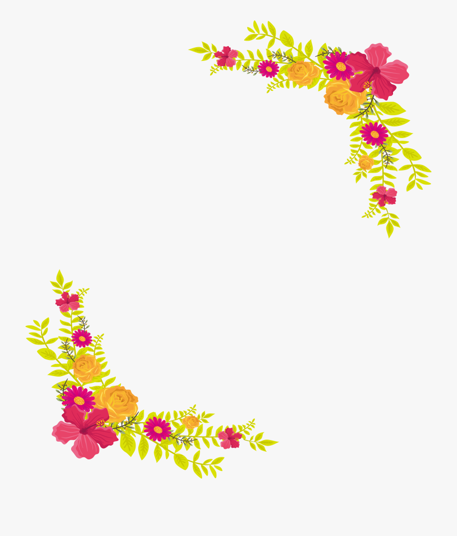 Transparent Yellow Flowers Clipart - Pink And Yellow Borders, Transparent Clipart