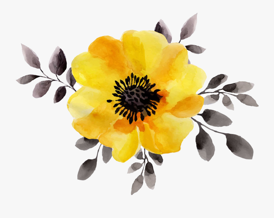 Flower Clipart Resolution - Watercolor Yellow Flower Png, Transparent Clipart