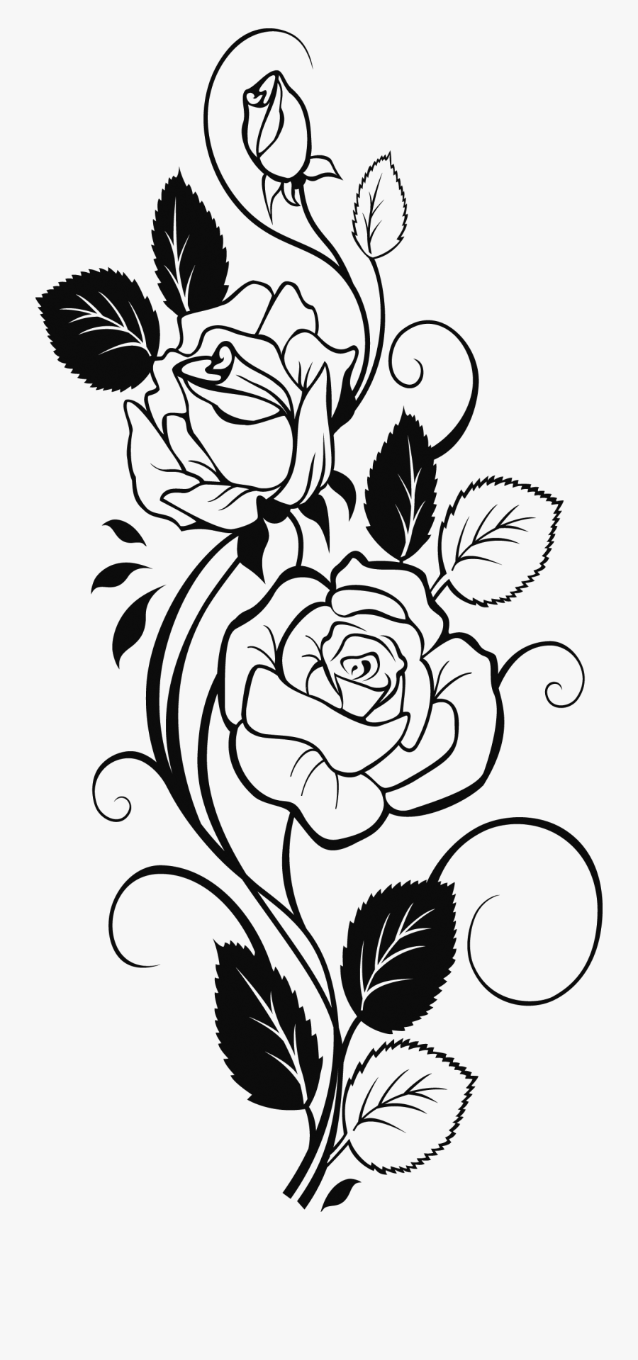 Rose Clipart Tattoo - Rose Flower Sketch Designs , Free Transparent ...