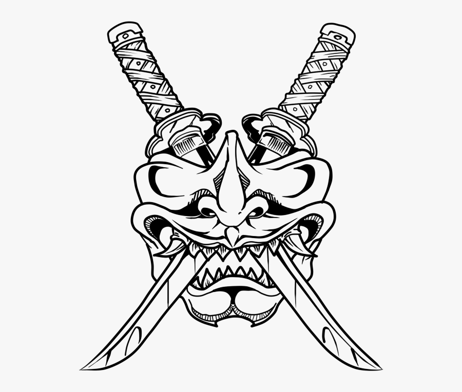 Transparent Oni Mask Png - Samurai Oni Mask Tattoo, Transparent Clipart