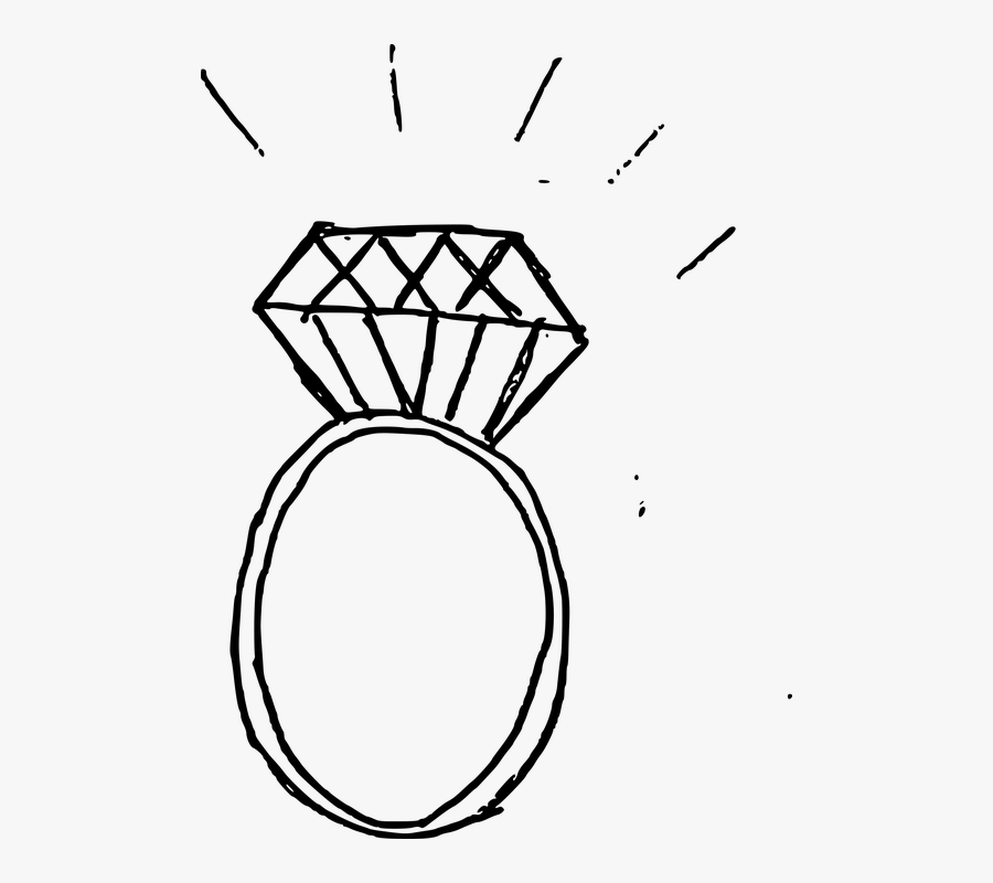 Diamond Ring, Jewelry, Jewel, Engagement, Ring, Diamond - Engagement Ring Drawing Png, Transparent Clipart